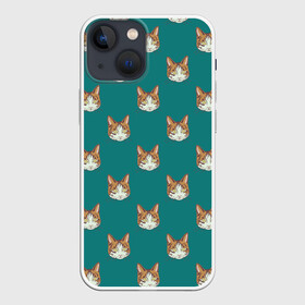 Чехол для iPhone 13 mini с принтом Рыжий кот паттерн в городе Новоалтайск,  |  | kitty | зеленый | кот | котенок | кошка | паттерн | рыжий кот