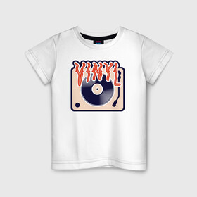 Детская футболка хлопок с принтом Винил Vinyl DJ в городе Новоалтайск, 100% хлопок | круглый вырез горловины, полуприлегающий силуэт, длина до линии бедер | dj | vinyl | вечеринка | винил | диджей | музыка | музыкальный | пластинка | проигрыватель | рисунок
