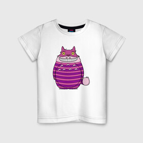 Детская футболка хлопок с принтом Totoro Cat в городе Новоалтайск, 100% хлопок | круглый вырез горловины, полуприлегающий силуэт, длина до линии бедер | Тематика изображения на принте: cat | ghibli | japan | nature | neigbor | neighbour | totoro | анимация | аниме | гибли | друг | животные | кот | кошка | лес | милый | мир | миядзаки | мой сосед тоторо | мульт | мультфильм | природа | сосед | тоторо | хаяо