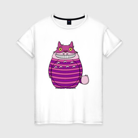 Женская футболка хлопок с принтом Totoro Cat в городе Новоалтайск, 100% хлопок | прямой крой, круглый вырез горловины, длина до линии бедер, слегка спущенное плечо | cat | ghibli | japan | nature | neigbor | neighbour | totoro | анимация | аниме | гибли | друг | животные | кот | кошка | лес | милый | мир | миядзаки | мой сосед тоторо | мульт | мультфильм | природа | сосед | тоторо | хаяо
