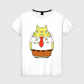 Женская футболка хлопок с принтом Totoro Bob в городе Новоалтайск, 100% хлопок | прямой крой, круглый вырез горловины, длина до линии бедер, слегка спущенное плечо | ghibli | japan | nature | neigbor | neighbour | totoro | анимация | аниме | гибли | губка боб | друг | животные | лес | милый | мир | миядзаки | мой сосед тоторо | мульт | мультфильм | природа | сосед | тоторо | хаяо | хранитель