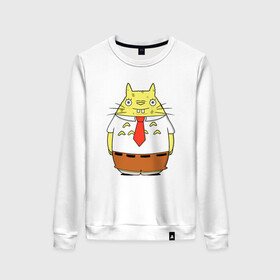 Женский свитшот хлопок с принтом Totoro Bob в городе Новоалтайск, 100% хлопок | прямой крой, круглый вырез, на манжетах и по низу широкая трикотажная резинка  | ghibli | japan | nature | neigbor | neighbour | totoro | анимация | аниме | гибли | губка боб | друг | животные | лес | милый | мир | миядзаки | мой сосед тоторо | мульт | мультфильм | природа | сосед | тоторо | хаяо | хранитель