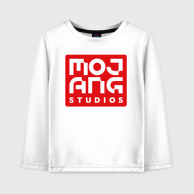 Детский лонгслив хлопок с принтом Mojang Studios в городе Новоалтайск, 100% хлопок | круглый вырез горловины, полуприлегающий силуэт, длина до линии бедер | gamers | games | microsoft | minecraft | mojang | xbox | иллюстрация | логотип