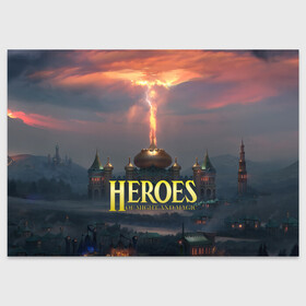 Поздравительная открытка с принтом Heroes of Might and Magic | HoM (Z) в городе Новоалтайск, 100% бумага | плотность бумаги 280 г/м2, матовая, на обратной стороне линовка и место для марки
 | Тематика изображения на принте: heroes | heroes of might and magic | hom | oldskull | герои | герои меча | герои меча и магии | олдскулл