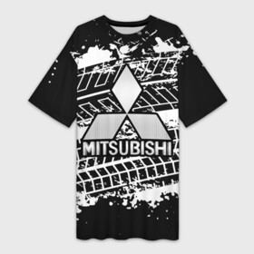 Платье-футболка 3D с принтом MITSUBISHI СЛЕДЫ ШИН в городе Новоалтайск,  |  | mitsubishi | авто | автомобиль | лого | логотип | митсубиси | митсубиши | текстура