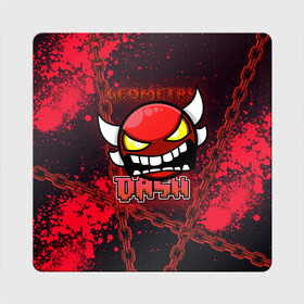 Магнит виниловый Квадрат с принтом Geometry Dash (Red) в городе Новоалтайск, полимерный материал с магнитным слоем | размер 9*9 см, закругленные углы | Тематика изображения на принте: dash | geometry | geometry dash | геометри десш | квадрат | мобильная игра | шеометри даш