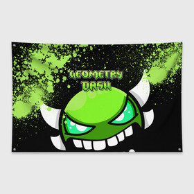 Флаг-баннер с принтом Geometry Dash (Green) в городе Новоалтайск, 100% полиэстер | размер 67 х 109 см, плотность ткани — 95 г/м2; по краям флага есть четыре люверса для крепления | dash | geometry | geometry dash | геометри десш | квадрат | мобильная игра | шеометри даш