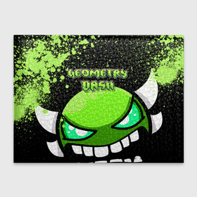 Обложка для студенческого билета с принтом Geometry Dash (Green) в городе Новоалтайск, натуральная кожа | Размер: 11*8 см; Печать на всей внешней стороне | dash | geometry | geometry dash | геометри десш | квадрат | мобильная игра | шеометри даш