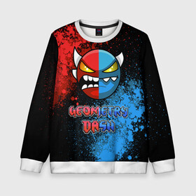 Детский свитшот 3D с принтом Geometry Dash (Red | Blue) в городе Новоалтайск, 100% полиэстер | свободная посадка, прямой крой, мягкая тканевая резинка на рукавах и понизу свитшота | dash | geometry | geometry dash | геометри десш | квадрат | мобильная игра | шеометри даш