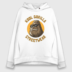 Женское худи Oversize хлопок с принтом Koll Gorilla Streetwear в городе Новоалтайск, френч-терри — 70% хлопок, 30% полиэстер. Мягкий теплый начес внутри —100% хлопок | боковые карманы, эластичные манжеты и нижняя кромка, капюшон на магнитной кнопке | gorilla | koll gorilla | streetwear | горилла | обезьяна