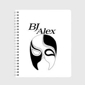 Тетрадь с принтом Маска BJ Alex в городе Новоалтайск, 100% бумага | 48 листов, плотность листов — 60 г/м2, плотность картонной обложки — 250 г/м2. Листы скреплены сбоку удобной пружинной спиралью. Уголки страниц и обложки скругленные. Цвет линий — светло-серый
 | Тематика изображения на принте: alex | bj | bj alex | алекс | ан джи вон | аниме | дживон | маска | сенен ай | стример