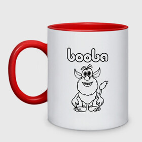 Кружка двухцветная с принтом BOOBA | БУБА (Z) в городе Новоалтайск, керамика | объем — 330 мл, диаметр — 80 мм. Цветная ручка и кайма сверху, в некоторых цветах — вся внутренняя часть | baby | booba | buba | gnom | буба | гном | гномик | детям | для ребенка | мультик | ребенку