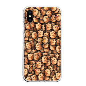 Чехол для iPhone XS Max матовый с принтом Фиг вам в городе Новоалтайск, Силикон | Область печати: задняя сторона чехла, без боковых панелей | Тематика изображения на принте: денег нет | держитесь | дуля | жест | кукиш | оберег | паттерн | рука | фига | фигушки