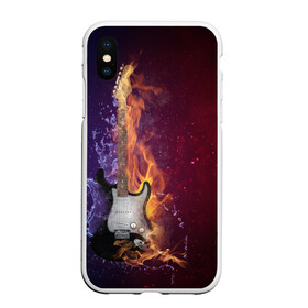 Чехол для iPhone XS Max матовый с принтом Гитара - Огонь и вода в городе Новоалтайск, Силикон | Область печати: задняя сторона чехла, без боковых панелей | guitar | music | rock | гитара | музыка | рок