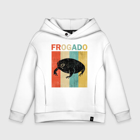 Детское худи Oversize хлопок с принтом Дождевая жаба Frog + Avocado в городе Новоалтайск, френч-терри — 70% хлопок, 30% полиэстер. Мягкий теплый начес внутри —100% хлопок | боковые карманы, эластичные манжеты и нижняя кромка, капюшон на магнитной кнопке | Тематика изображения на принте: avocado | breviceps fuscus | english | frog | авокадо | амфибия | африка | африканская дождевая лягушка | винтаж | винтажный дизайн | дождевая жаба | жаба | иллюстрация | иностранный | лягушка | надпись | по английски