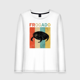Женский лонгслив хлопок с принтом Дождевая жаба Frog + Avocado в городе Новоалтайск, 100% хлопок |  | avocado | breviceps fuscus | english | frog | авокадо | амфибия | африка | африканская дождевая лягушка | винтаж | винтажный дизайн | дождевая жаба | жаба | иллюстрация | иностранный | лягушка | надпись | по английски