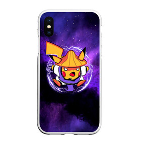 Чехол для iPhone XS Max матовый с принтом Пикачу прыжок в молниях в городе Новоалтайск, Силикон | Область печати: задняя сторона чехла, без боковых панелей | Тематика изображения на принте: go | pikachu | pokemon | го | гроза | молния | пика | пикачу | покемон
