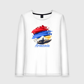 Женский лонгслив хлопок с принтом Brush Armenia в городе Новоалтайск, 100% хлопок |  | armenia | logo | армения | армян | армяни | герб | лев и орел | лого | символ | флаг | флаг и герб армении