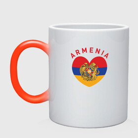 Кружка хамелеон с принтом The Heart of Armenia в городе Новоалтайск, керамика | меняет цвет при нагревании, емкость 330 мл | Тематика изображения на принте: armenia | logo | армения | армян | армяни | герб | лев и орел | лого | символ | флаг | флаг и герб армении