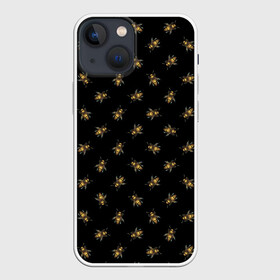 Чехол для iPhone 13 mini с принтом Золотые пчелы паттерн в городе Новоалтайск,  |  | золотые пчелы | иллюстрация | мед | насекомые | паттерн | пчелы | рисунок | черный