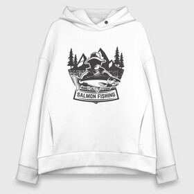 Женское худи Oversize хлопок с принтом Ловля лосося в городе Новоалтайск, френч-терри — 70% хлопок, 30% полиэстер. Мягкий теплый начес внутри —100% хлопок | боковые карманы, эластичные манжеты и нижняя кромка, капюшон на магнитной кнопке | fish | fishing | мужику | мужчине | на рыбалке | на рыбалку | рыба | рыбак | рыбакам | рыбаку | рыбалка | удочка