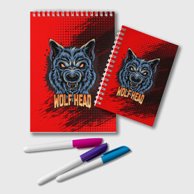 Блокнот с принтом Wolf head в городе Новоалтайск, 100% бумага | 48 листов, плотность листов — 60 г/м2, плотность картонной обложки — 250 г/м2. Листы скреплены удобной пружинной спиралью. Цвет линий — светло-серый
 | арт | волк | голова | графика | животные | звери