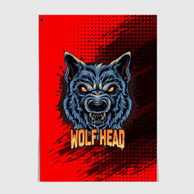 Постер с принтом Wolf head в городе Новоалтайск, 100% бумага
 | бумага, плотность 150 мг. Матовая, но за счет высокого коэффициента гладкости имеет небольшой блеск и дает на свету блики, но в отличии от глянцевой бумаги не покрыта лаком | арт | волк | голова | графика | животные | звери