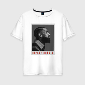 Женская футболка хлопок Oversize с принтом Nipsey - King в городе Новоалтайск, 100% хлопок | свободный крой, круглый ворот, спущенный рукав, длина до линии бедер
 | coast | hip hop | hussle | los angeles | new school | nipsey | rap | rapper | rip | tmc | victory lap | west | диджей | лос анджелес | микрофон | музыка | нипси | рэп | рэпер | сша | хассл | хип хоп