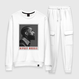 Женский костюм хлопок с принтом Nipsey - King в городе Новоалтайск, 100% хлопок | на свитшоте круглая горловина, мягкая резинка по низу. Брюки заужены к низу, на них два вида карманов: два 