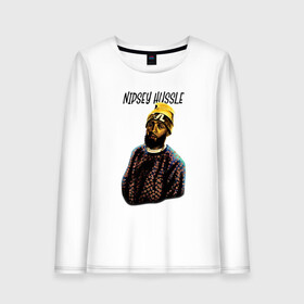 Женский лонгслив хлопок с принтом Hip Hop Hussle в городе Новоалтайск, 100% хлопок |  | coast | hip hop | hussle | los angeles | new school | nipsey | rap | rapper | rip | tmc | victory lap | west | диджей | лос анджелес | микрофон | музыка | нипси | рэп | рэпер | сша | хассл | хип хоп