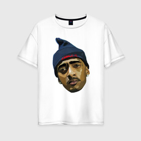 Женская футболка хлопок Oversize с принтом Nipsey Face в городе Новоалтайск, 100% хлопок | свободный крой, круглый ворот, спущенный рукав, длина до линии бедер
 | coast | hip hop | hussle | los angeles | new school | nipsey | rap | rapper | rip | tmc | victory lap | west | диджей | лос анджелес | микрофон | музыка | нипси | рэп | рэпер | сша | хассл | хип хоп