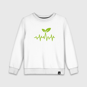 Детский свитшот хлопок с принтом Vegan Pulse в городе Новоалтайск, 100% хлопок | круглый вырез горловины, эластичные манжеты, пояс и воротник | green | greenpaece | vegan | yoga | веган | вегетарианец | гринпис | дерево | еда | животные | жизнь | здоровье | зеленый | йога | мир | овощи | пища | планета | природа | пульс | фрукты