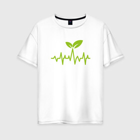 Женская футболка хлопок Oversize с принтом Vegan Pulse в городе Новоалтайск, 100% хлопок | свободный крой, круглый ворот, спущенный рукав, длина до линии бедер
 | green | greenpaece | vegan | yoga | веган | вегетарианец | гринпис | дерево | еда | животные | жизнь | здоровье | зеленый | йога | мир | овощи | пища | планета | природа | пульс | фрукты