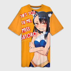 Платье-футболка 3D с принтом Кошка Нагаторо в городе Новоалтайск,  |  | hayase nagatoro | nagatoro | nagatoro art | издевайся нагаторо арт | нагаторо | нагаторо аниме | нагаторо арт | нагаторо манга | не издевайся нагаторо | не издевайся нагаторо аниме