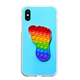 Чехол для iPhone XS Max матовый с принтом ПОП ИТ СЛЕД НОГИ в городе Новоалтайск, Силикон | Область печати: задняя сторона чехла, без боковых панелей | pop it | popit | антистресс | игрушка | нога | поп ит | попит | пузырчатая плёнка | пупырка | симпл димпл | симплдимпл | след