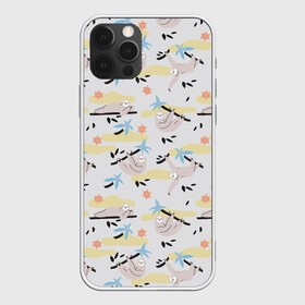Чехол для iPhone 12 Pro Max с принтом Ленивцы паттерн в городе Новоалтайск, Силикон |  | забавные животные | иллюстрация | ленивцы | листоеды | паттерн | приглушенные цвета | рисунок | светлый принт | тотемное животное | экзотические животные