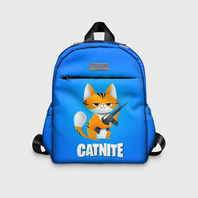Детский рюкзак 3D с принтом Catnite в городе Новоалтайск, 100% полиэстер | лямки с регулируемой длиной, сверху петелька, чтобы рюкзак можно было повесить на вешалку. Основное отделение закрывается на молнию, как и внешний карман. Внутри дополнительный карман. По бокам два дополнительных кармашка | cs go | fortnite | кот | котик | смешной кот | смешной фортнайт | фортнайт | шутер