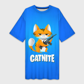 Платье-футболка 3D с принтом Catnite в городе Новоалтайск,  |  | cs go | fortnite | кот | котик | смешной кот | смешной фортнайт | фортнайт | шутер