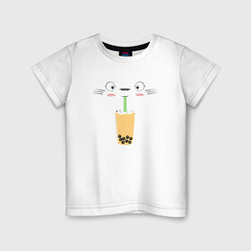 Детская футболка хлопок с принтом Totoro Drink в городе Новоалтайск, 100% хлопок | круглый вырез горловины, полуприлегающий силуэт, длина до линии бедер | ghibli | japan | nature | neigbor | neighbour | totoro | анимация | аниме | гибли | друг | животные | лес | милый | мир | миядзаки | мой сосед тоторо | мульт | мультфильм | природа | сок | сосед | сусуватари | тоторо | хаяо