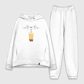 Женский костюм хлопок Oversize с принтом Totoro Drink в городе Новоалтайск,  |  | ghibli | japan | nature | neigbor | neighbour | totoro | анимация | аниме | гибли | друг | животные | лес | милый | мир | миядзаки | мой сосед тоторо | мульт | мультфильм | природа | сок | сосед | сусуватари | тоторо | хаяо