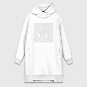 Платье-худи хлопок с принтом White cat illusion в городе Новоалтайск,  |  | art | illusion | арт | иллюзия | линии | надпись | оптическая | оптическая иллюзия