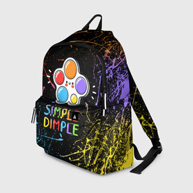 Рюкзак 3D с принтом SIMPLE DIMPLE ИГРУШКА в городе Новоалтайск, 100% полиэстер | лямки с регулируемой длиной, сверху петелька, чтобы рюкзак можно было повесить на вешалку. Основное отделение закрывается на молнию, как и внешний карман. Внутри два дополнительных кармана, один из которых закрывается на молнию. По бокам два дополнительных кармашка | pop it | popit | антистресс | игрушка | поп ит | попит | пузырчатая плёнка | пупырка | симпл димпл | симплдимпл