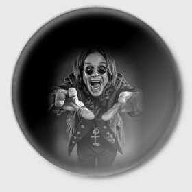 Значок с принтом OZZY OSBOURNE в городе Новоалтайск,  металл | круглая форма, металлическая застежка в виде булавки | black | black sabbath | dark | fear | hand | metal | music | osbourne | punk | rock | дедушка | металл | музыка | озборн | оззи | панк | рок | ужас | черный