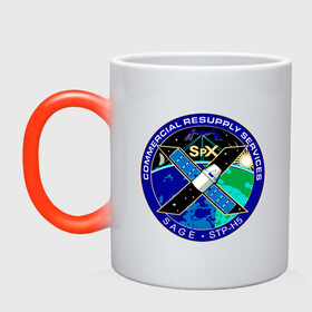Кружка хамелеон с принтом SPACEX Илон Маск Лого в городе Новоалтайск, керамика | меняет цвет при нагревании, емкость 330 мл | Тематика изображения на принте: земля | компания. | космос | логотип | орбита