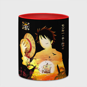 Кружка с полной запечаткой с принтом Силуэт  Луффи One piece в городе Новоалтайск, керамика | ёмкость 330 мл | anime | luffi | luffy | monkey d | mugiwara | one piece | zoro | большой куш | ван пиз | ван пис | вон пиз | вон пис | зоро | луффи | манки | мугивара | ророна
