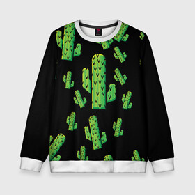 Детский свитшот 3D с принтом Cactus Time - Веселые кактусы в городе Новоалтайск, 100% полиэстер | свободная посадка, прямой крой, мягкая тканевая резинка на рукавах и понизу свитшота | cactus time | веселый | зеленый | кактусы | милый