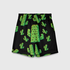 Детские спортивные шорты 3D с принтом Cactus Time - Веселые кактусы в городе Новоалтайск,  100% полиэстер
 | пояс оформлен широкой мягкой резинкой, ткань тянется
 | cactus time | веселый | зеленый | кактусы | милый