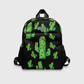 Детский рюкзак 3D с принтом Cactus Time - Веселые кактусы в городе Новоалтайск, 100% полиэстер | лямки с регулируемой длиной, сверху петелька, чтобы рюкзак можно было повесить на вешалку. Основное отделение закрывается на молнию, как и внешний карман. Внутри дополнительный карман. По бокам два дополнительных кармашка | cactus time | веселый | зеленый | кактусы | милый