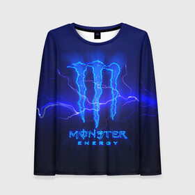 Женский лонгслив 3D с принтом MONSTER ENERGY МОЛНИЯ в городе Новоалтайск, 100% полиэстер | длинные рукава, круглый вырез горловины, полуприлегающий силуэт | monster | monster energy | монстер | монстер енерджи | монстер енэрджи | монстер энерджи | энергетик | энергетический напиток
