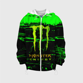 Детская куртка 3D с принтом MONSTER ENERGY NEON LOGO в городе Новоалтайск, 100% полиэстер | застежка — молния, подол и капюшон оформлены резинкой с фиксаторами, по бокам — два кармана без застежек, один потайной карман на груди, плотность верхнего слоя — 90 г/м2; плотность флисового подклада — 260 г/м2 | monster | monster energy | монстер | монстер енерджи | монстер енэрджи | монстер энерджи | неон | энергетик | энергетический напиток